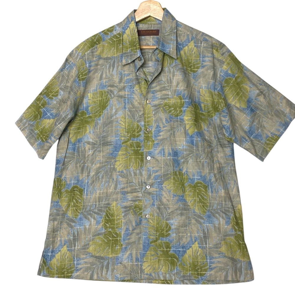 Tori Richard Tropical Hawaiian Leaf Shirt Men's M Green Summer Streetwear Resort